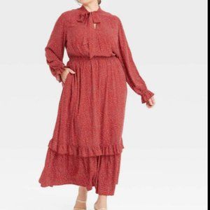 Ava & Viv Red Tiered Ruffle Maxi Dress NWOT SIZE X